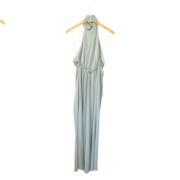 SHOW ME YOUR MUMU Collette Halter Maxi Dress Silver Sage Open Back - Picture 9 of 9